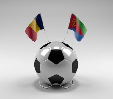 Çad - Eritre Futbol Bayrakları, Beyaz Arkaplan - 3D Render