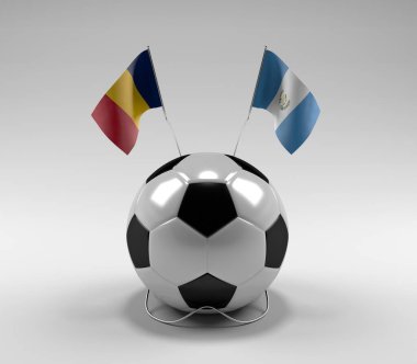 Chad - Guatemala Futbol Bayrakları, Beyaz Arkaplan - 3D Render