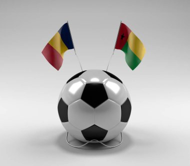 Çad - Gine-Bissau Futbol Bayrakları, Beyaz Arkaplan - 3D Render
