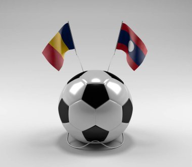 Çad - Laos Futbol Bayrakları, Beyaz Arkaplan - 3D Render