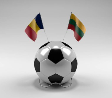 Çad - Litvanya Futbol Bayrakları, Beyaz Arkaplan - 3D Render