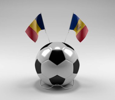 Chad - Moldova Futbol Bayrakları, Beyaz Arkaplan - 3D Render