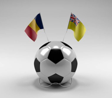 Çad - Niue Futbol Bayrakları, Beyaz Arkaplan - 3D Render