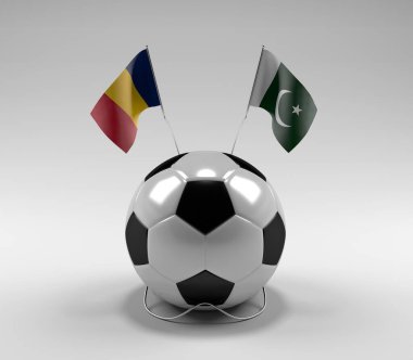 Çad - Pakistan Futbol Bayrakları, Beyaz Arkaplan - 3D Yapılandırma