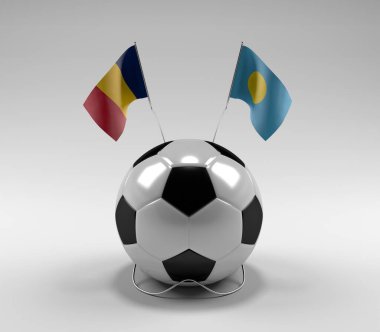 Chad - Palau Futbol Bayrakları, Beyaz Arkaplan - 3D Render