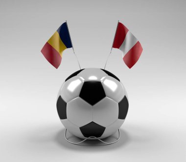 Chad - Peru Futbol Bayrakları, Beyaz Arkaplan - 3D Yapılandırma