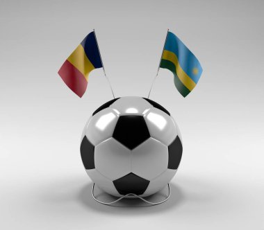 Chad - Ruanda Futbol Bayrakları, Beyaz Arkaplan - 3D Render