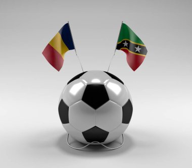 Çad - Saint-Kitts-and-Nevis Futbol Bayrakları, Beyaz Arkaplan - 3D Render