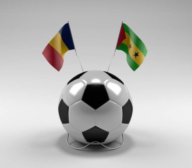 Chad - Sao-Tome-Principe Futbol Bayrakları, Beyaz Arkaplan - 3D Render