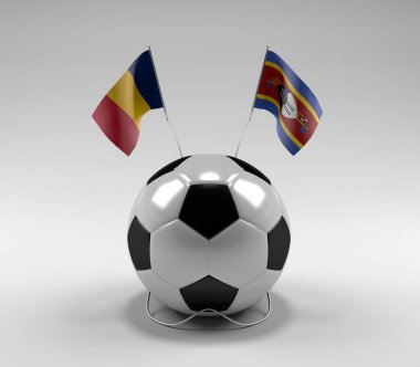 Chad - Svaziland Futbol Bayrakları, Beyaz Arkaplan - 3D Render