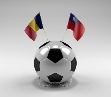 Chad - Tayvan Futbol Bayrakları, Beyaz Arkaplan - 3D Render