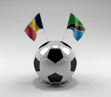 Chad - Tanzanya Futbol Bayrakları, Beyaz Arkaplan - 3D Render