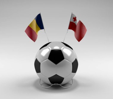 Chad - Tonga Futbol Bayrakları, Beyaz Arkaplan - 3D Render