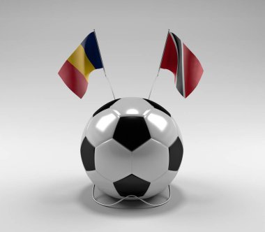 Çad - Trinidad ve Tobago Futbol Bayrakları, Beyaz Arkaplan - 3D Render