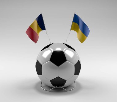 Çad - Ukrayna Futbol Bayrakları, Beyaz Arkaplan - 3D Render