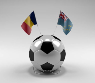 Chad - Tuvalu Futbol Bayrakları, Beyaz Arkaplan - 3D Render