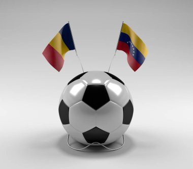 Çad - Venezuela Futbol Bayrakları, Beyaz Arkaplan - 3D Render