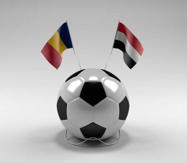 Chad - Yemen Futbol Bayrakları, Beyaz Arkaplan - 3D Render