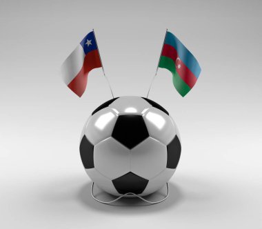 Şili - Azerbaycan Futbol Bayrakları, Beyaz Arkaplan - 3D Render