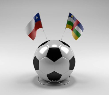 Şili - Orta Afrika Cumhuriyeti Futbol Bayrakları, Beyaz Arkaplan - 3D Render