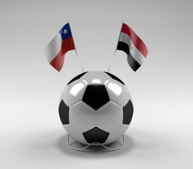 Şili - Mısır Futbol Bayrakları, Beyaz Arkaplan - 3D Render