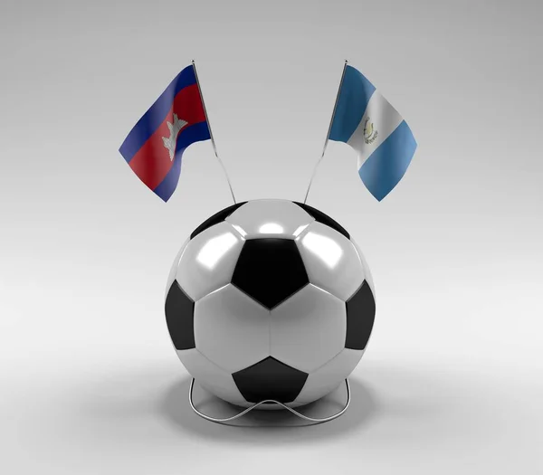 Cambodia Guatemala Football Flags White Background Render — Zdjęcie stockowe