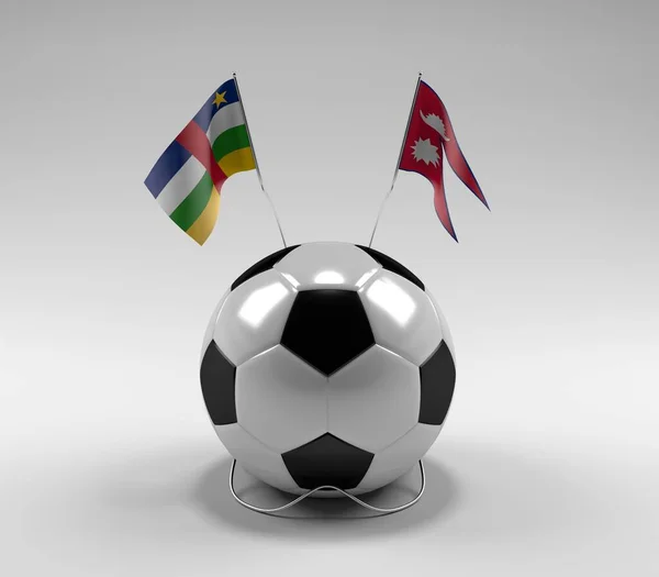 Central African Republic Nepal Football Flags White Background Render — стоковое фото
