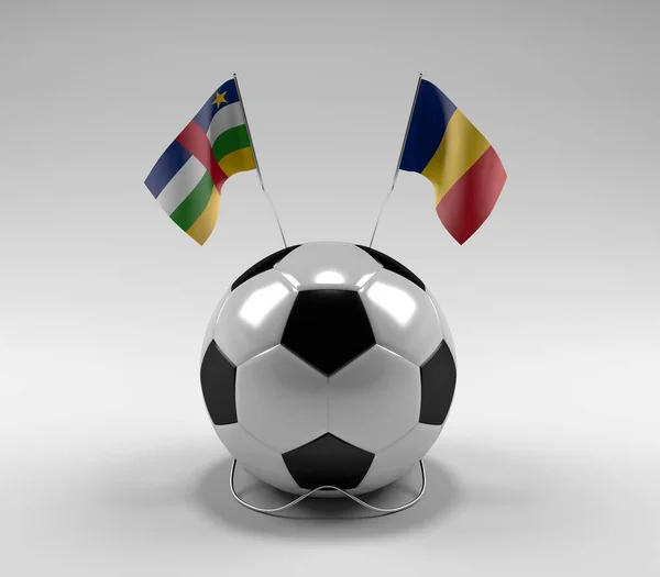 Central African Republic Romania Football Flags White Background Render — стоковое фото