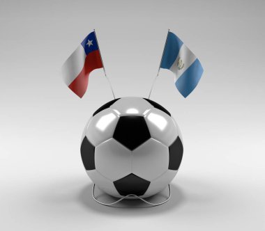 Şili - Guatemala Futbol Bayrakları, Beyaz Arkaplan - 3D Render