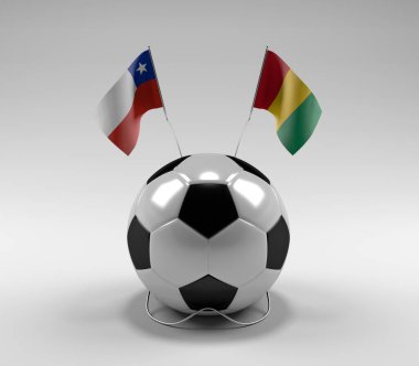 Şili - Gine Futbol Bayrakları, Beyaz Arkaplan - 3D Render