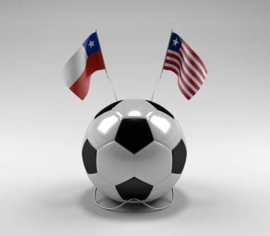 Şili - Liberya Futbol Bayrakları, Beyaz Arkaplan - 3D Render