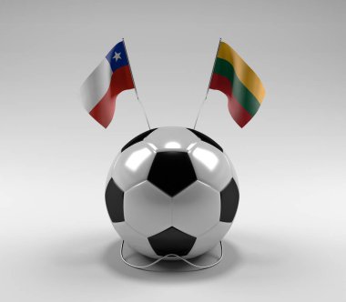Şili - Litvanya Futbol Bayrakları, Beyaz Arkaplan - 3D Render
