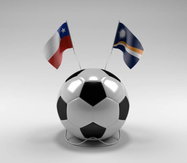 Şili - Marshall Adaları Futbol Bayrakları, Beyaz Arkaplan - 3D Render