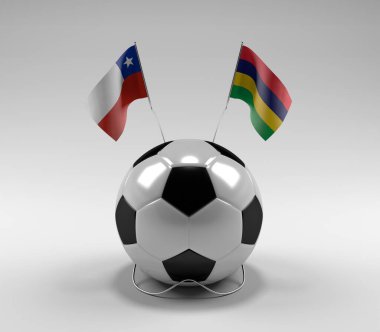 Chile - Mauritius Football Flags, White Background - 3D Render