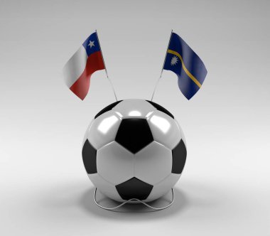 Şili - Nauru Futbol Bayrakları, Beyaz Arkaplan - 3D Render