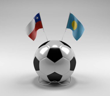 Şili - Palau Futbol Bayrakları, Beyaz Arkaplan - 3D Render