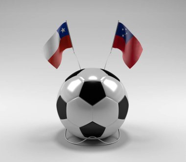 Şili - Samoa Futbol Bayrakları, Beyaz Arkaplan - 3D Render