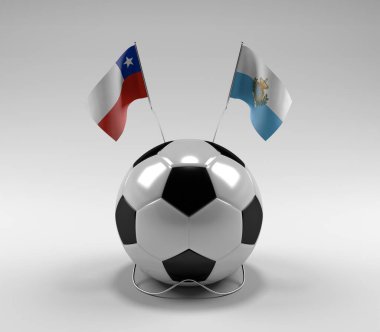 Şili - San-Marino Futbol Bayrakları, Beyaz Arkaplan - 3D Render