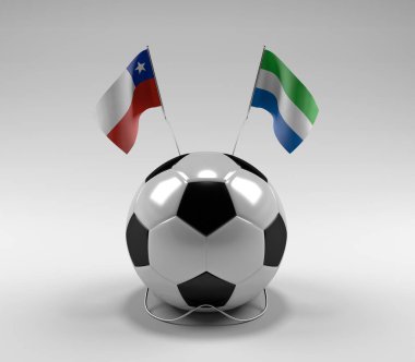 Şili - Sierra-Leone Futbol Bayrakları, Beyaz Arkaplan - 3D Render