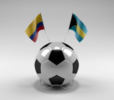 Kolombiya - Bahamalar Futbol Bayrakları, Beyaz Arkaplan - 3D Render