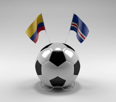 Kolombiya - Cape-Verde Futbol Bayrakları, Beyaz Arkaplan - 3D Render