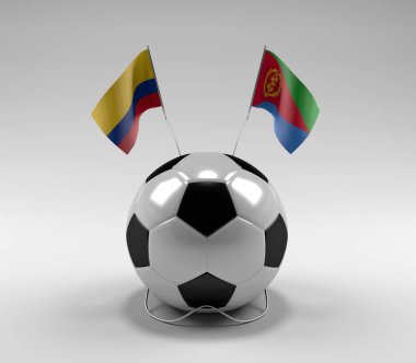 Kolombiya - Eritre Futbol Bayrakları, Beyaz Arkaplan - 3D Render