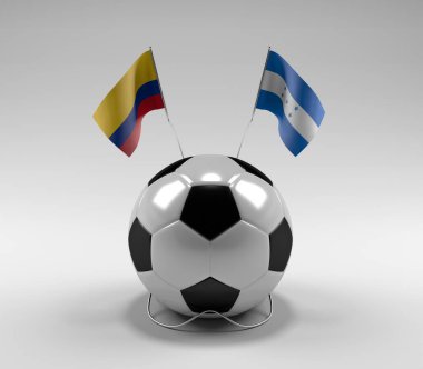 Kolombiya - Honduras Futbol Bayrakları, Beyaz Arkaplan - 3D Render