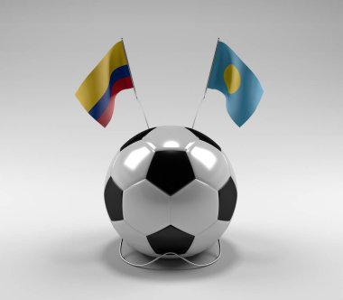 Kolombiya - Palau Futbol Bayrakları, Beyaz Arkaplan - 3D Render