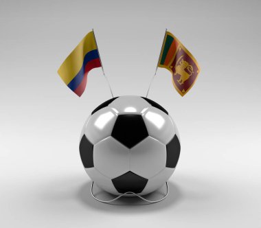Kolombiya - Sri-Lanka Futbol Bayrakları, Beyaz Arkaplan - 3D Render