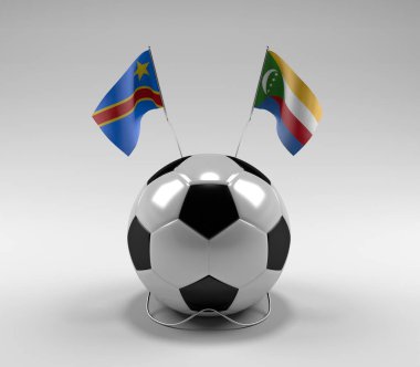 Kongo Demokratik Cumhuriyeti - Komoros Futbol Bayrakları, Beyaz Arkaplan - 3D Render