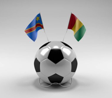 Kongo Demokratik Cumhuriyeti - Gine Futbol Bayrakları, Beyaz Arkaplan - 3D Render