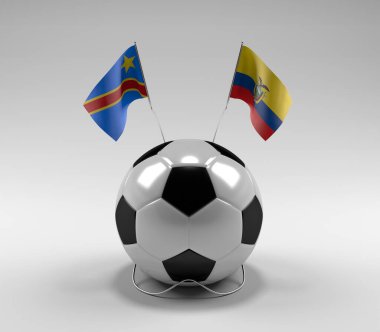 Kongo Demokratik Cumhuriyeti - Ekvador Futbol Bayrakları, Beyaz Arkaplan - 3D Render