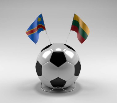 Kongo Demokratik Cumhuriyeti - Litvanya Futbol Bayrakları, Beyaz Arkaplan - 3D Render