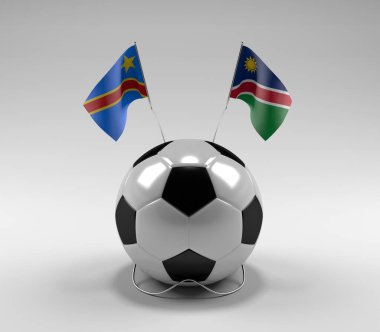 Kongo Demokratik Cumhuriyeti - Namibya Futbol Bayrakları, Beyaz Arkaplan - 3D Render